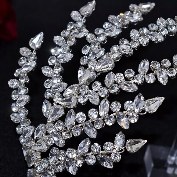 Bridal Headband Silver Rhinestone Wedding Hair Piece Elegant Accessory main image 4